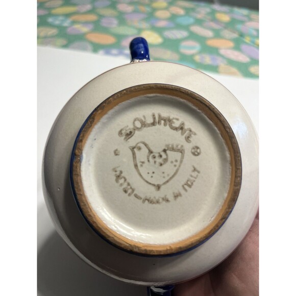 Vietri Solimene FISH 10oz Sugar Bowl w/ Lid Blue Campagna Italy Italian Pottery - Picture 12 of 16